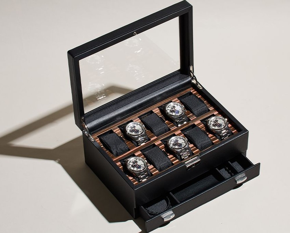 Roadster 10 Piece Watch Box with Drawer