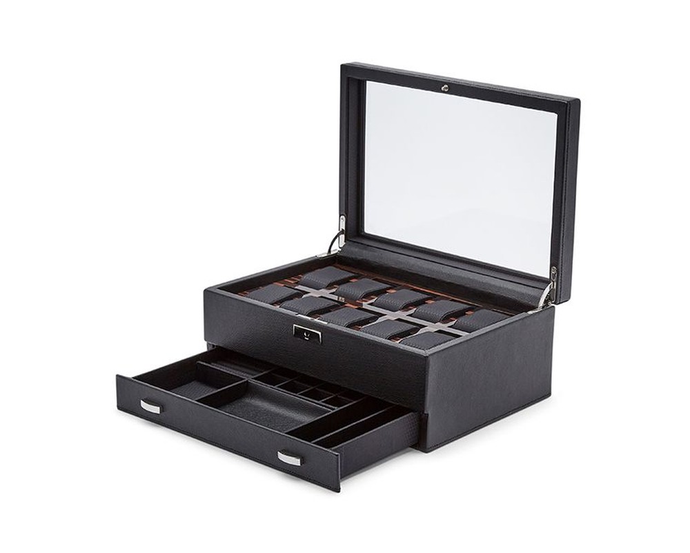 Roadster 10 Piece Watch Box with Drawer