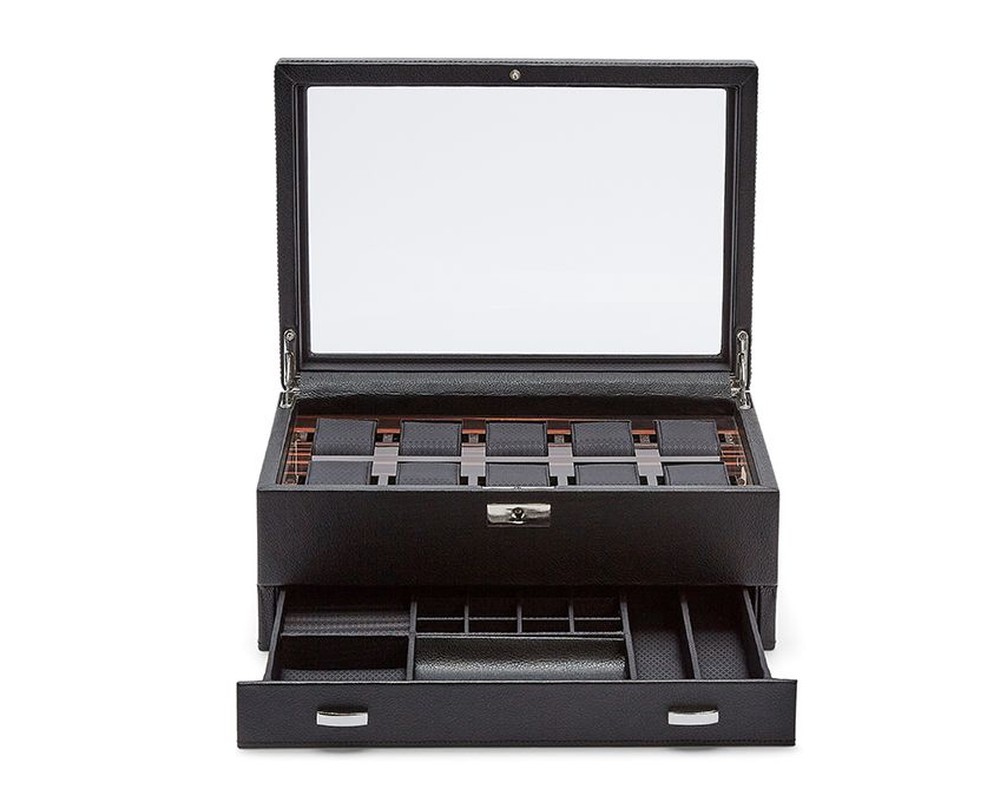 Roadster 10 Piece Watch Box with Drawer