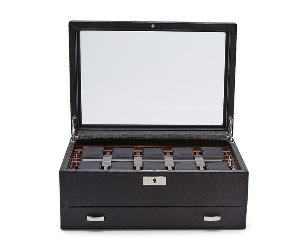 Roadster 10 Piece Watch Box with Drawer