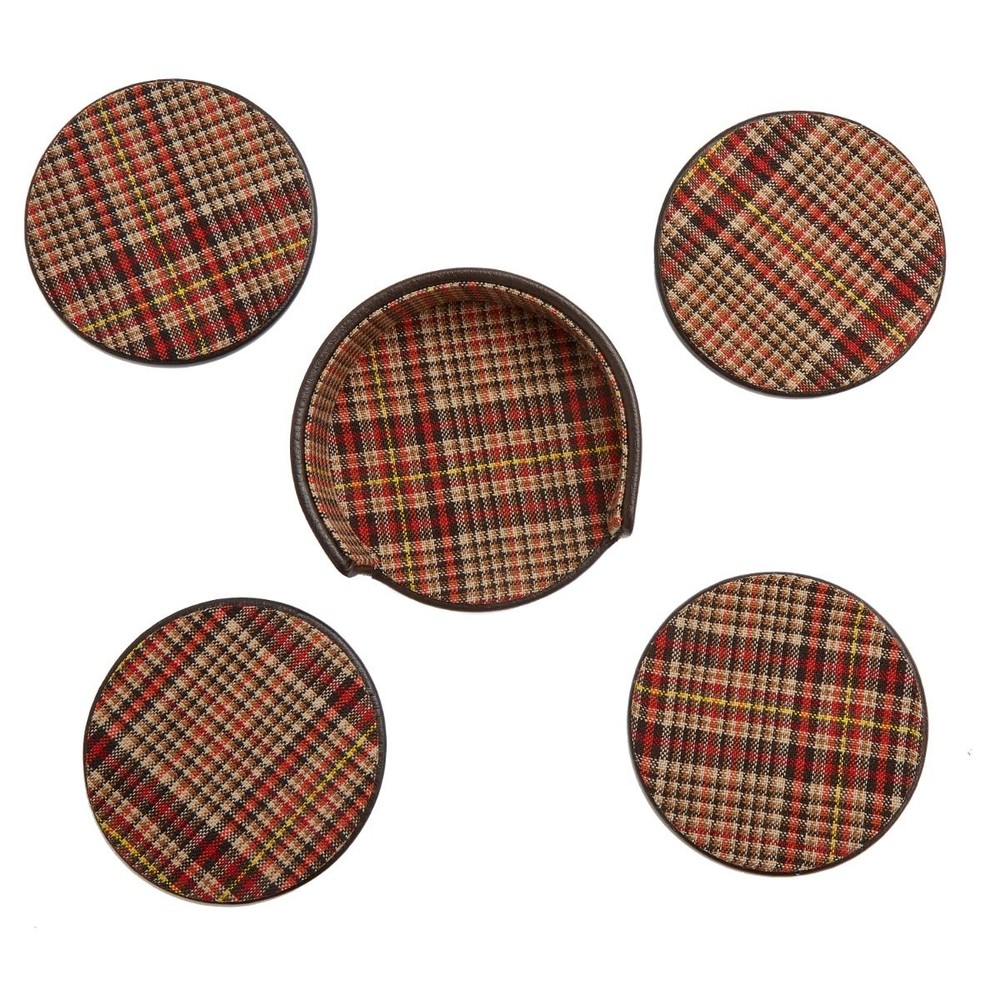 WM Brown Set of 4 Coasters with Case